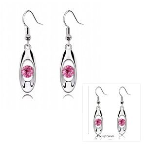 SILVER WITH PINK STONE EARRINGS